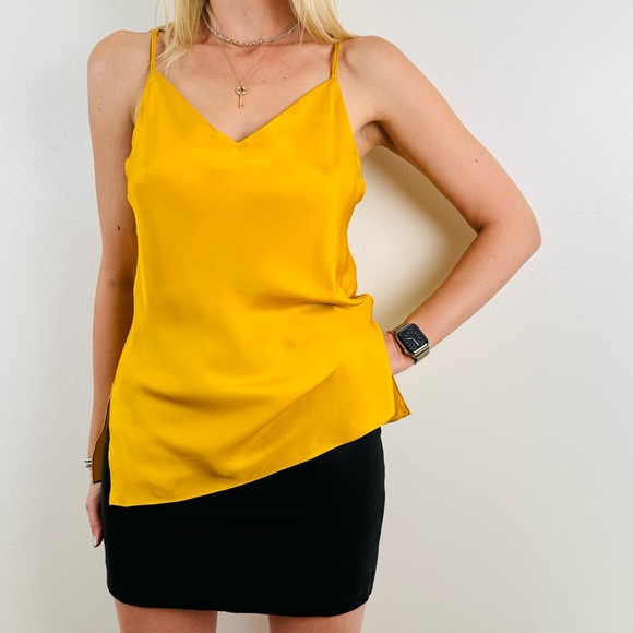 Rag & Bone Cove Sleeveless Silk Scoopback Old Gold Camisole Tank Top MSRP $295 - Picture 1 of 12